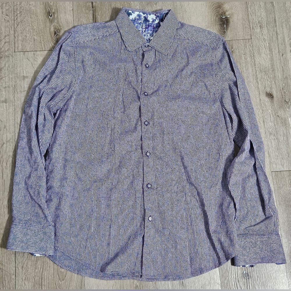 Robert Graham Shirt Mens XL Purple Button Up Checks Classic Fit Paisley